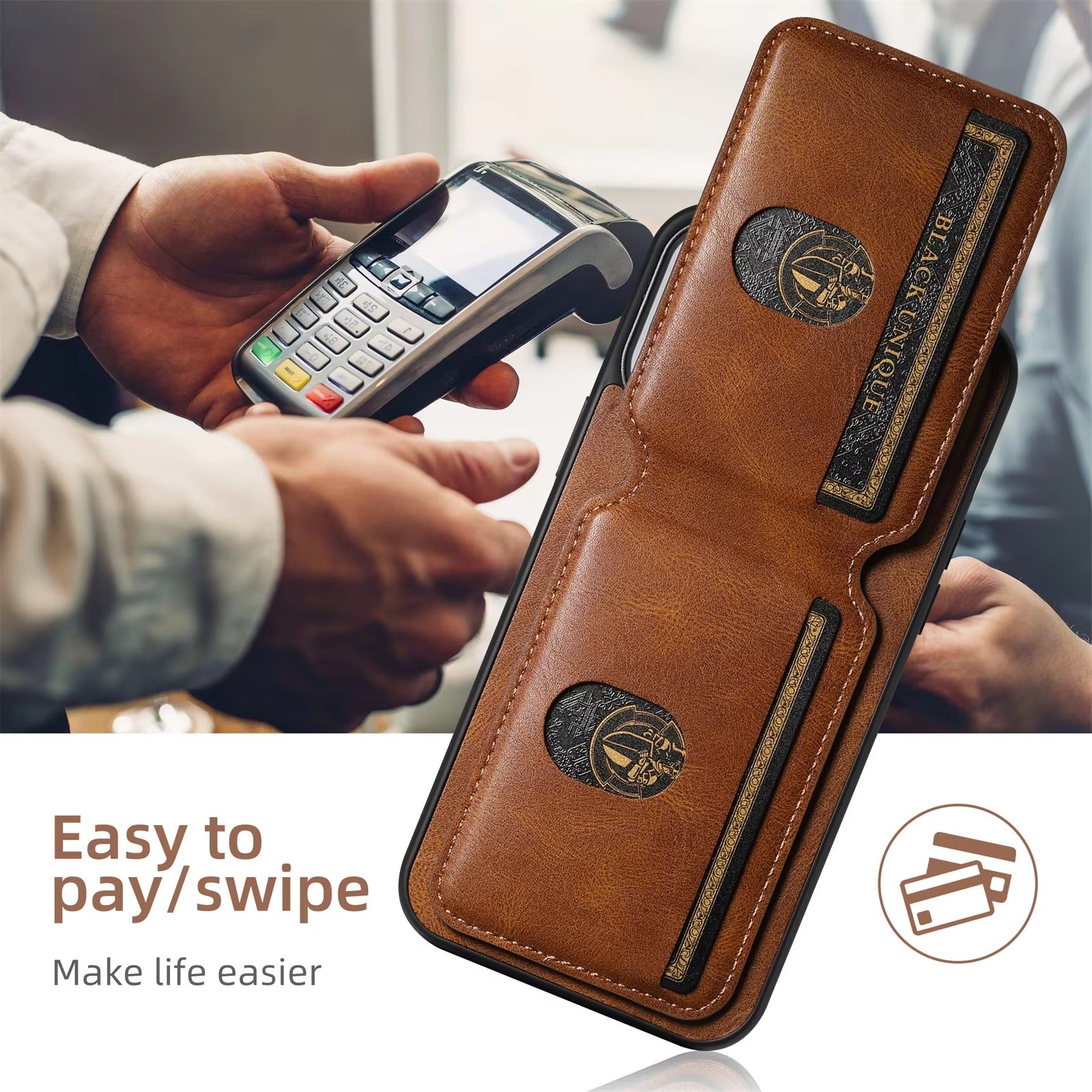 Luxury iPhone Case — Leather Magnetic Wallet Cover with Card Holder Pocket, Non-Slip Anti-Scratch Protection & Slim Business Design