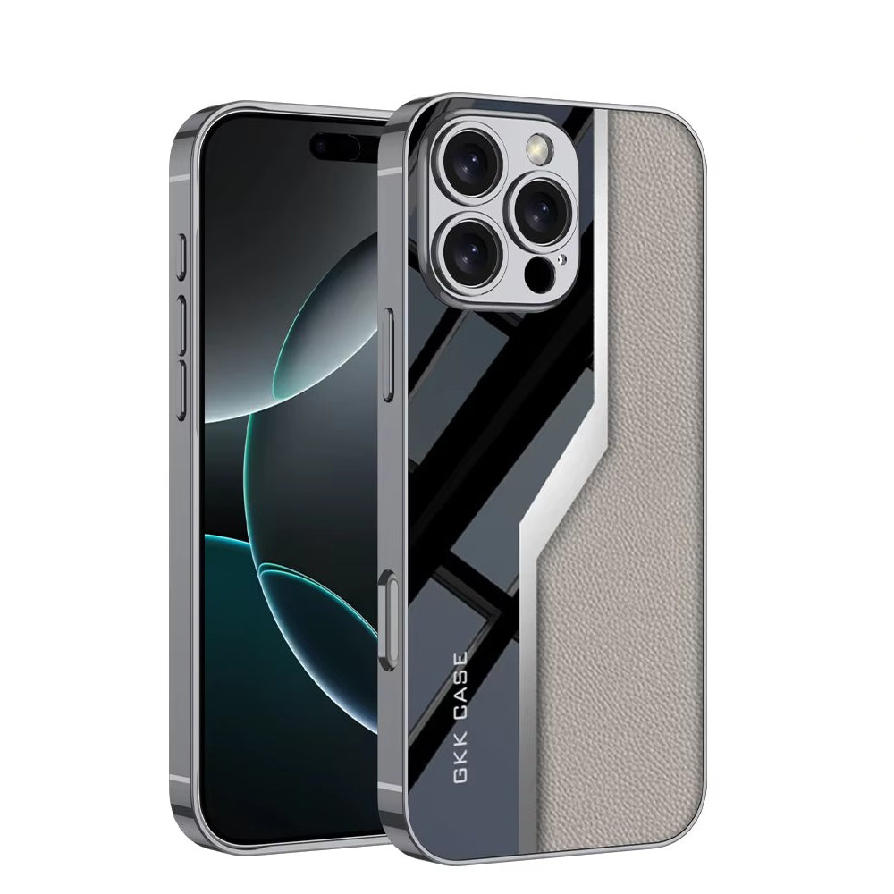 Luxury iPhone Case — Leather Plating Cover with Soft TPU Edges, Shockproof Anti-Scratch Design, Ultra-Thin Plated Frame & Full Camera Lens Protection