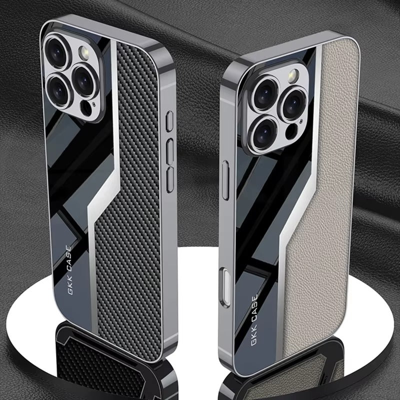 Luxury iPhone Case — Leather Plating Cover with Soft TPU Edges, Shockproof Anti-Scratch Design, Ultra-Thin Plated Frame & Full Camera Lens Protection