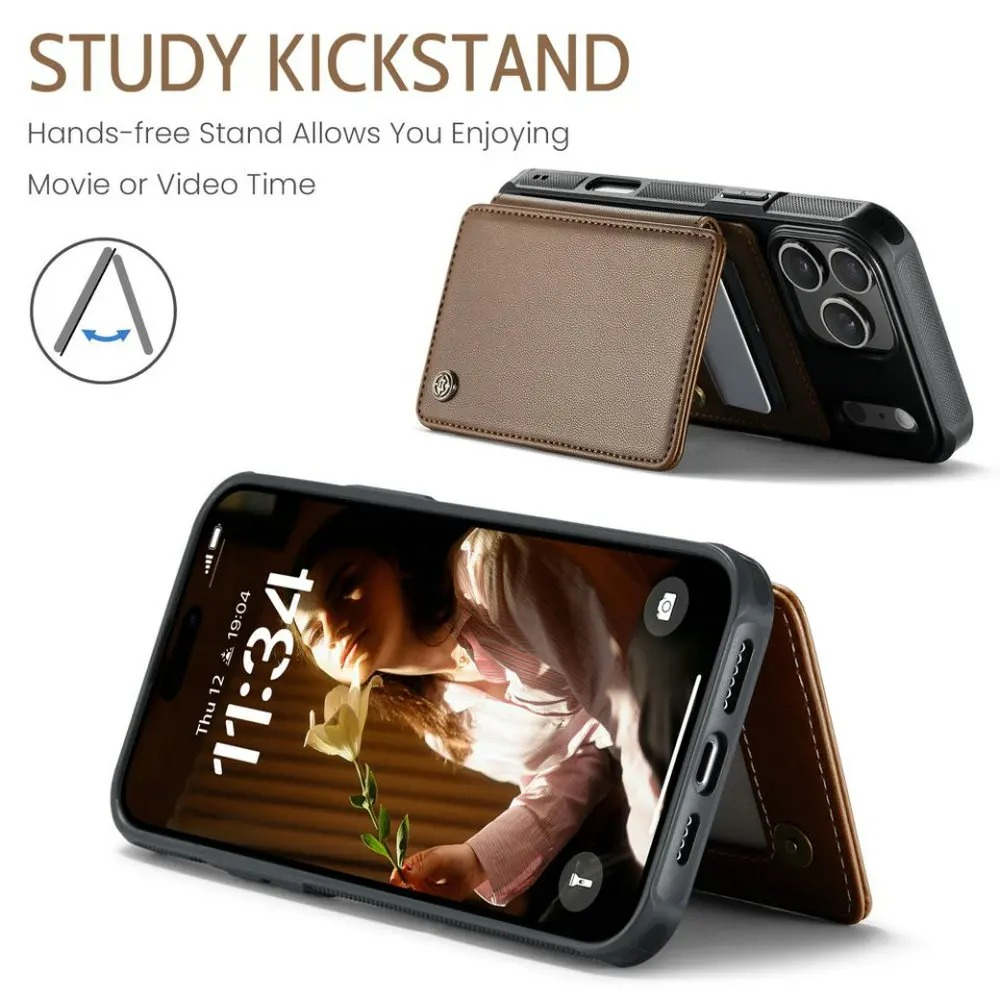 Luxury iPhone Case — Leather RFID Card Wallet with Magnetic Shockproof Cover, Anti-Fingerprint Anti-Scratch, Non-Slip Plain and Geometric Design