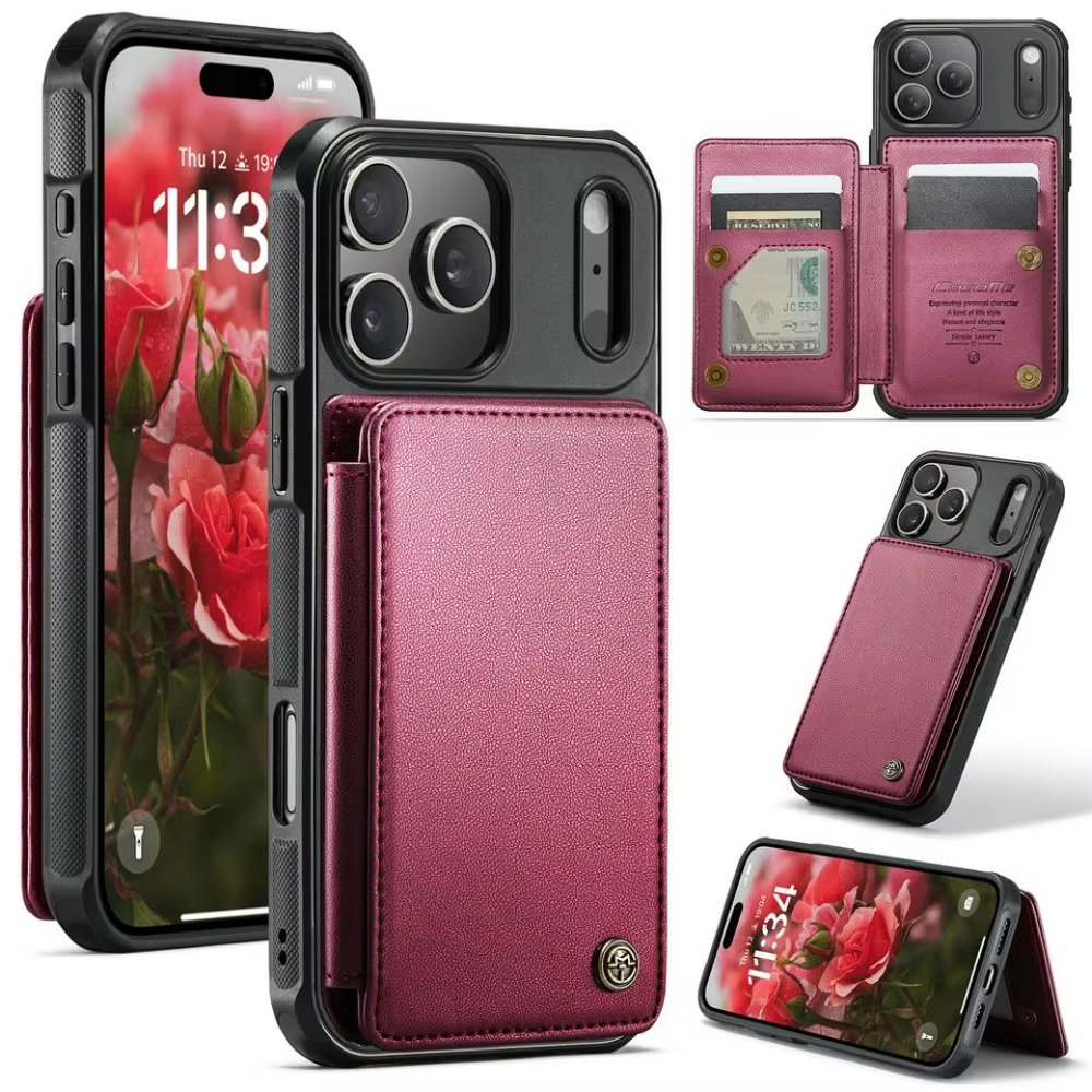 Luxury iPhone Case — Leather RFID Card Wallet with Magnetic Shockproof Cover, Anti-Fingerprint Anti-Scratch, Non-Slip Plain and Geometric Design