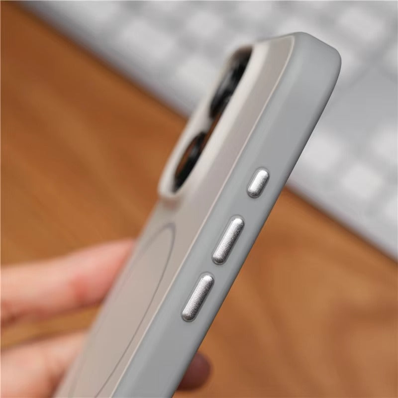 Luxury iPhone Case — MagSafe Frosted TPU+PC Shockproof Cover with Camera Button and Anti-Fingerprint Matte Design