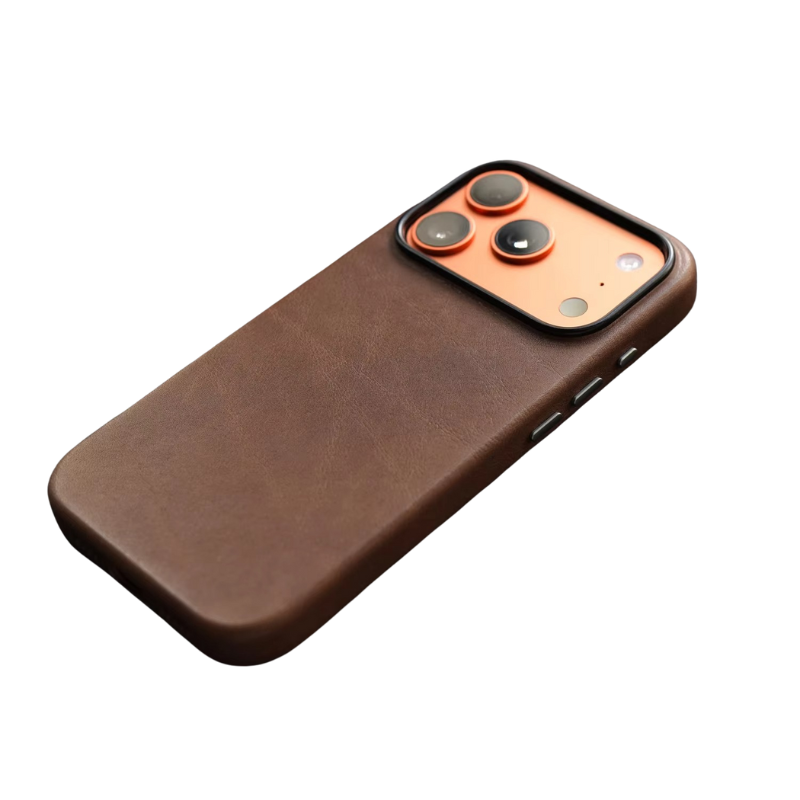 Luxury iPhone Case — MagSafe Genuine Cowhide Leather Cover with Retro Full-Body Design and Anti-Fingerprint Magnetic Protection