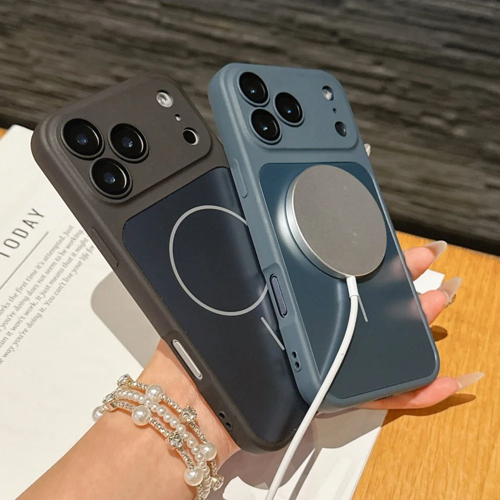 Luxury iPhone Case — MagSafe Matte PC Cover with Glass Lens Protection, Slim Shockproof Design and Camera Control Button