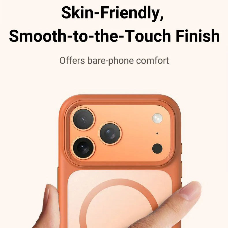 Luxury iPhone Case — MagSafe Transparent Soft Cover with Metal Buttons, Skin-Feel Matte Design, Shockproof Anti-Fingerprint Non-Slip Protection