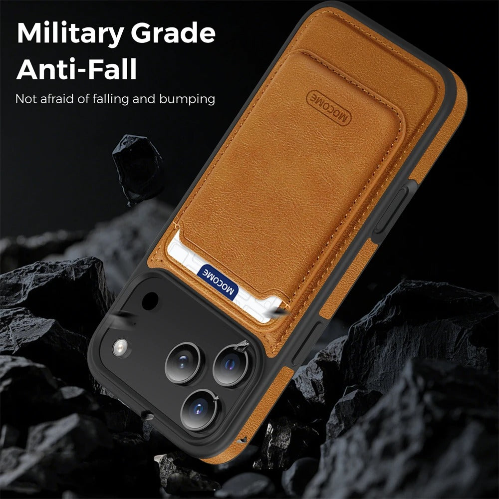 Luxury iPhone Case — Magnetic 2-in-1 Leather Card-Holder Cover with Shockproof Dual-Layer Protection, Anti-Fingerprint Non-Slip Design & Wireless-Charging Support