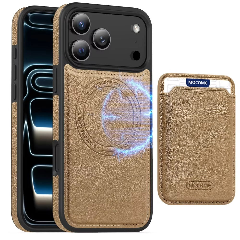 Luxury iPhone Case — Magnetic 2-in-1 Leather Card-Holder Cover with Shockproof Dual-Layer Protection, Anti-Fingerprint Non-Slip Design & Wireless-Charging Support