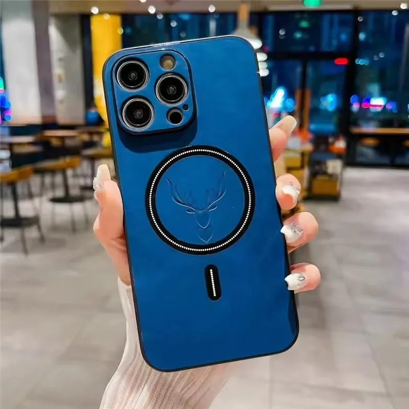 Luxury iPhone Case — Magnetic Deer Head Leather Cover with Shockproof Soft Protection, Wireless-Charging Support & Matte Anti-Fingerprint Design