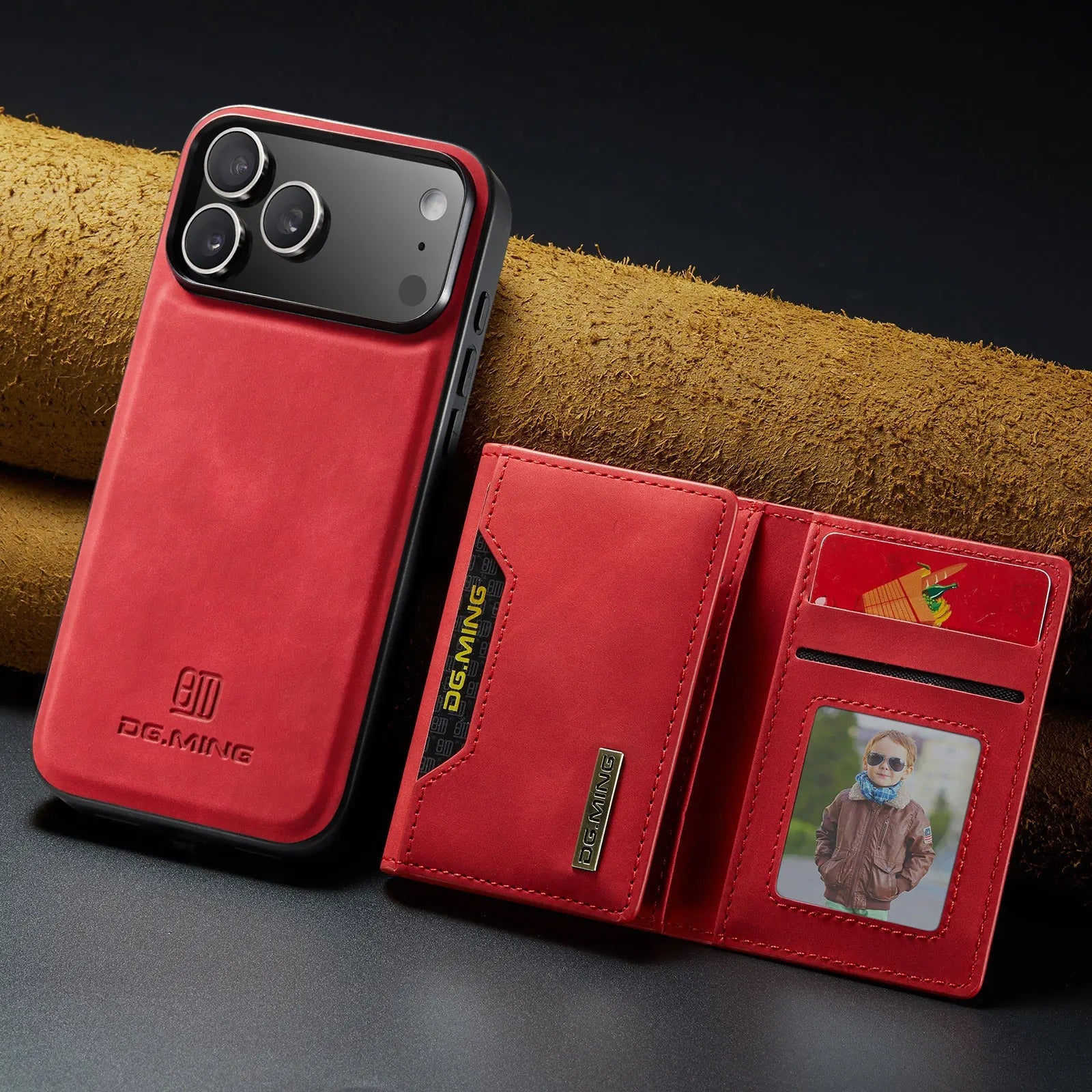 Luxury iPhone Case — Magnetic Leather Wallet Cover with Kickstand, Card & Money Holder, Half-Wrapped Protective Design