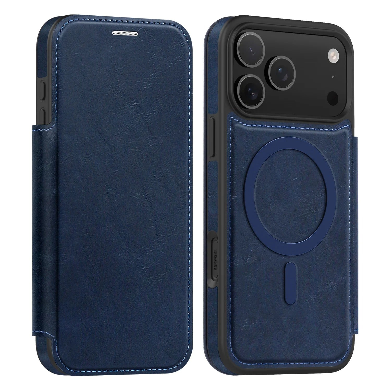 Luxury iPhone Case — Magnetic RFID-Blocking Flip Leather Wallet Cover with Kickstand, Card Storage, Shockproof Dual-Layer Protection and Wireless-Charging Compatibility