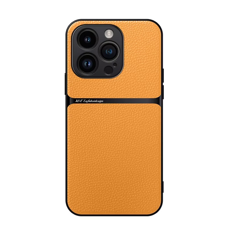 Luxury iPhone Case — Magnetic Soft Leather Back Cover with Car-Mount Holder Support, Shockproof Anti-Fingerprint Design & Slim Half-Wrapped Style