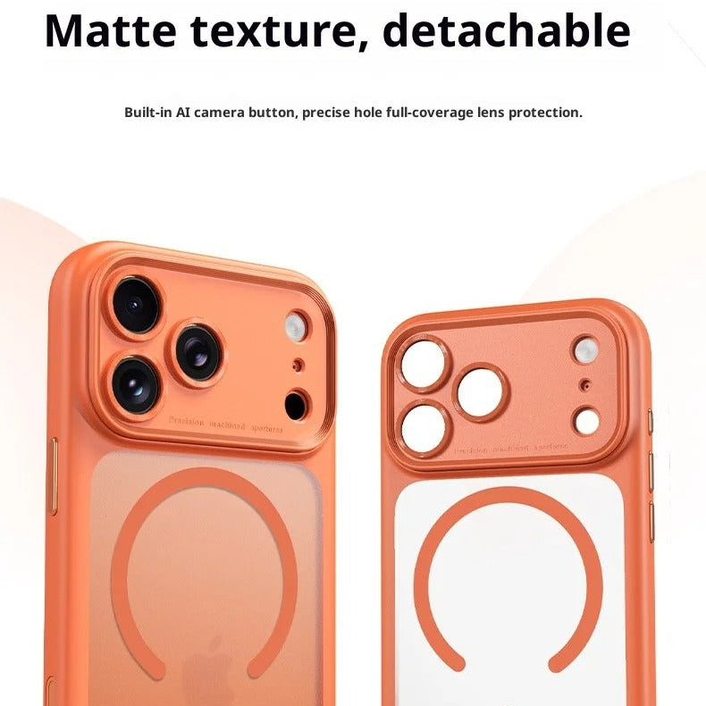 Luxury iPhone Case — Magnetic, Shockproof, Anti-Fingerprint, Anti-Scratch, Dustproof Matte Anti-Glare Transparent Half-Wrapped Cover with Disassembly Lens Protection