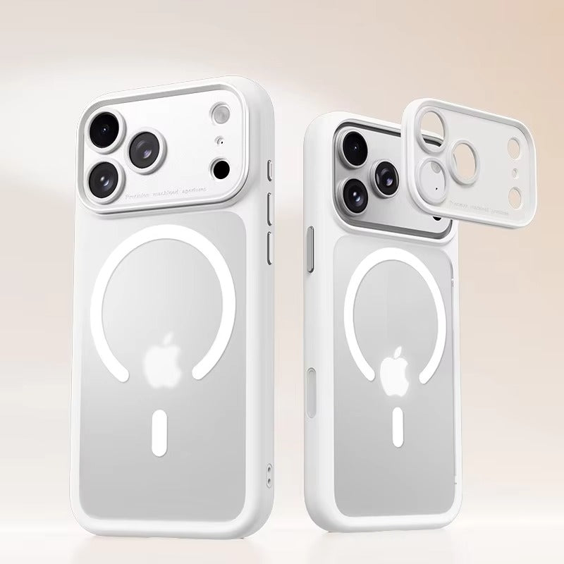 Luxury iPhone Case — Magnetic, Shockproof, Anti-Fingerprint, Anti-Scratch, Dustproof Matte Anti-Glare Transparent Half-Wrapped Cover with Disassembly Lens Protection