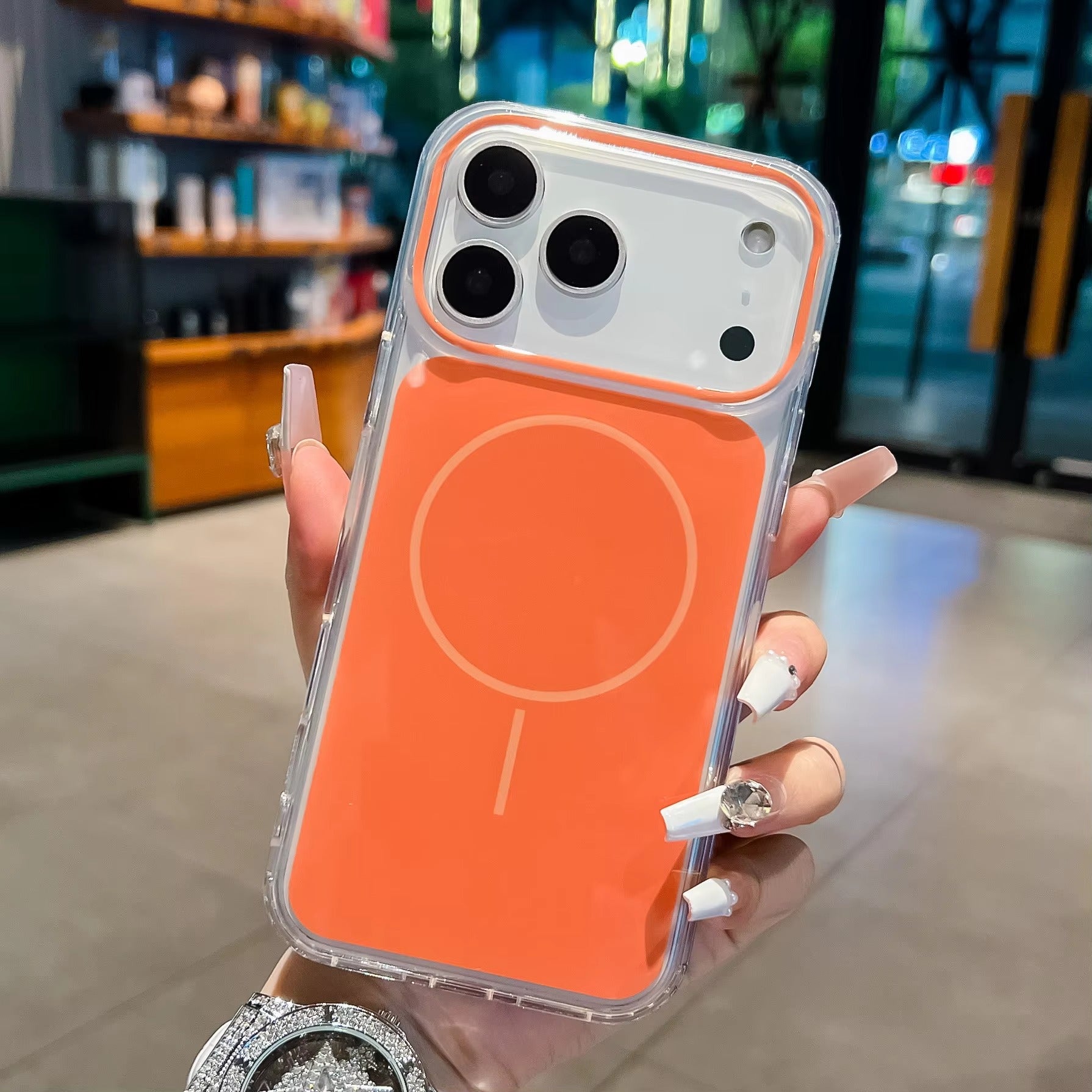 Luxury iPhone Case — Magnetic, Shockproof, Anti-Fingerprint, Anti-Slip Dustproof Back Cover with Color-Blocking Design, Airbag Protection and MagSafe Wireless Charging Support