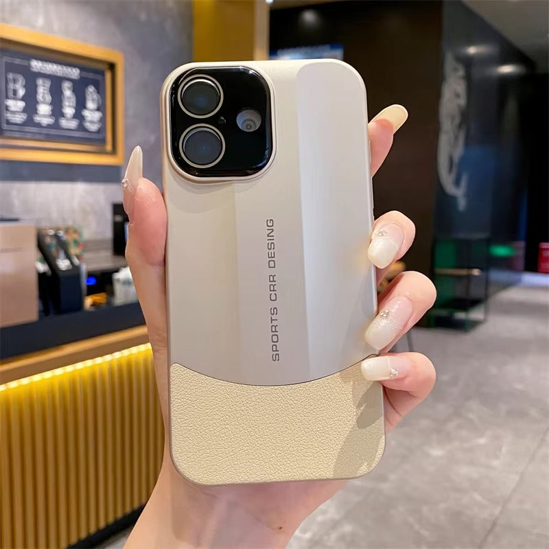 Luxury iPhone Case — Matte Leather Hard Shell Cover with Lens Protection, Anti-Fingerprint Anti-Scratch Lightweight Design & Non-Slip Half-Wrapped Finish