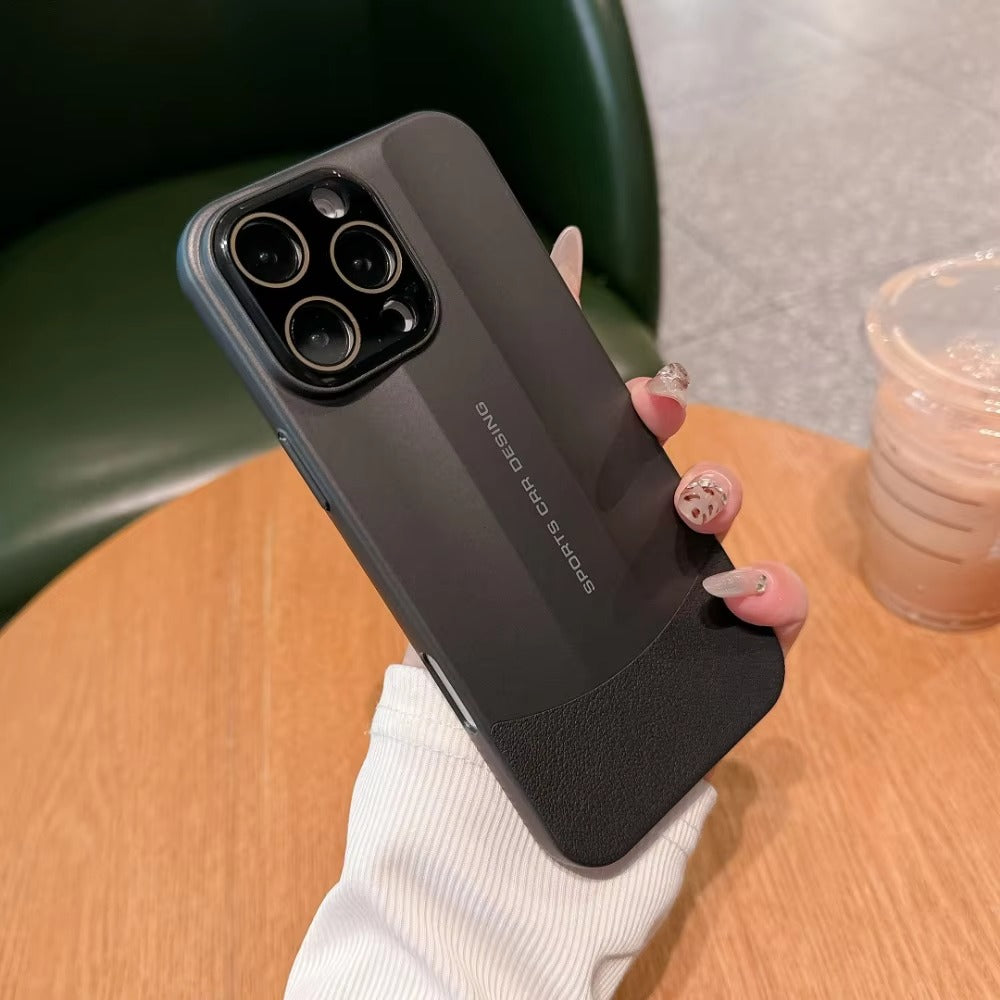 Luxury iPhone Case — Matte Leather Hard Shell Cover with Lens Protection, Anti-Fingerprint Anti-Scratch Lightweight Design & Non-Slip Half-Wrapped Finish