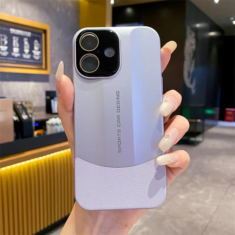 Luxury iPhone Case — Matte Leather Hard Shell Cover with Lens Protection, Anti-Fingerprint Anti-Scratch Lightweight Half-Wrapped Design