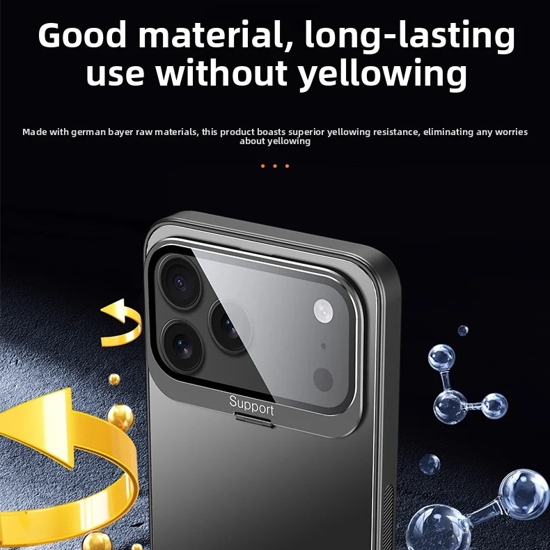 Luxury iPhone Case — Matte Shockproof Armor Bumper Cover with Magnetic Stand Holder, Large-Window Lens Protection and Anti-Fingerprint Design