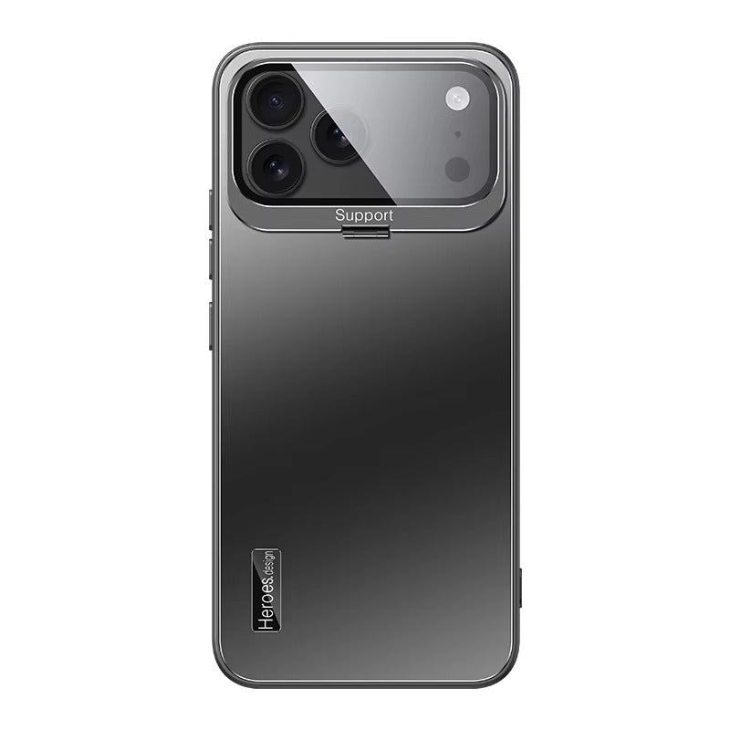 Luxury iPhone Case — Matte Shockproof Armor Bumper Cover with Magnetic Stand Holder, Large-Window Lens Protection and Anti-Fingerprint Design