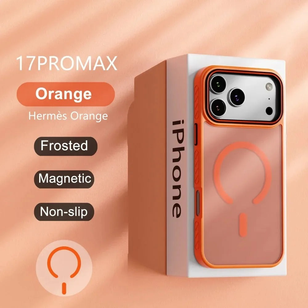 Luxury iPhone Case — Matte Transparent Magnetic Cover with MagSafe, Wireless Charging Support, Shockproof PC+TPU Protective Design