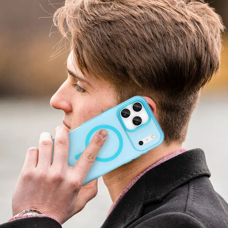 Luxury iPhone Case — Matte Transparent Shockproof Magnetic TPU Cover for Wireless Charging