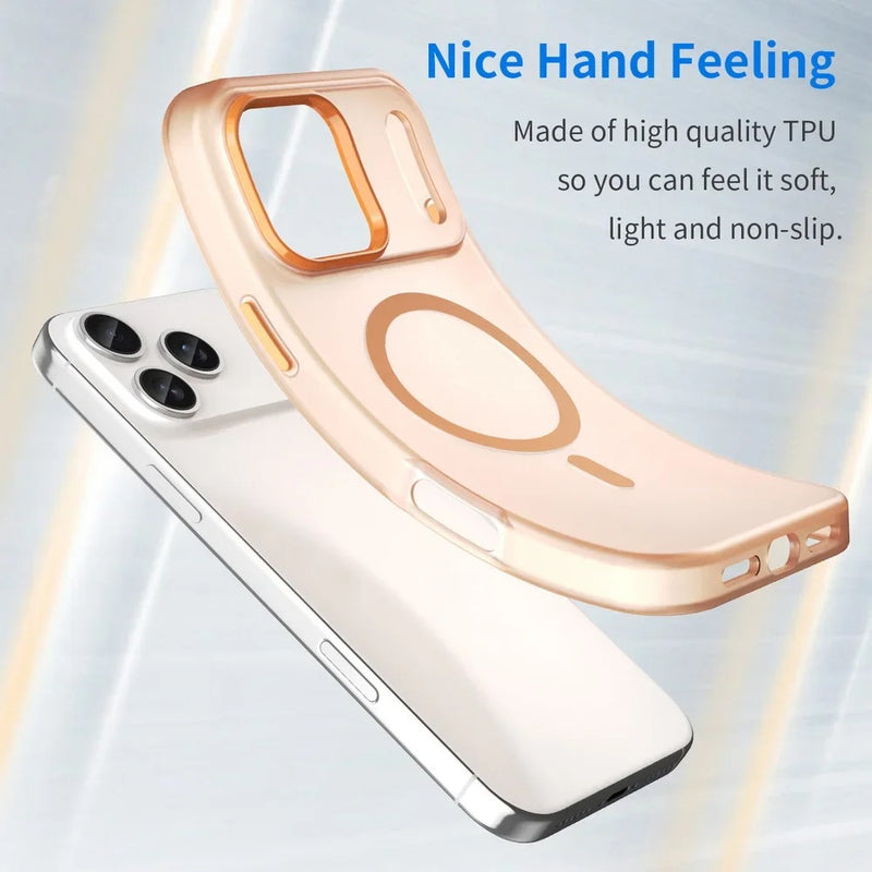 Luxury iPhone Case — Matte Transparent Shockproof Magnetic TPU Cover for Wireless Charging