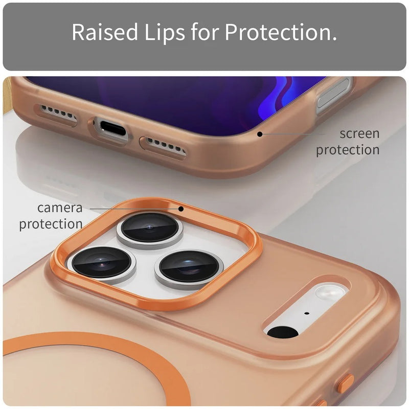 Luxury iPhone Case — Matte Transparent Shockproof Magnetic TPU Cover for Wireless Charging