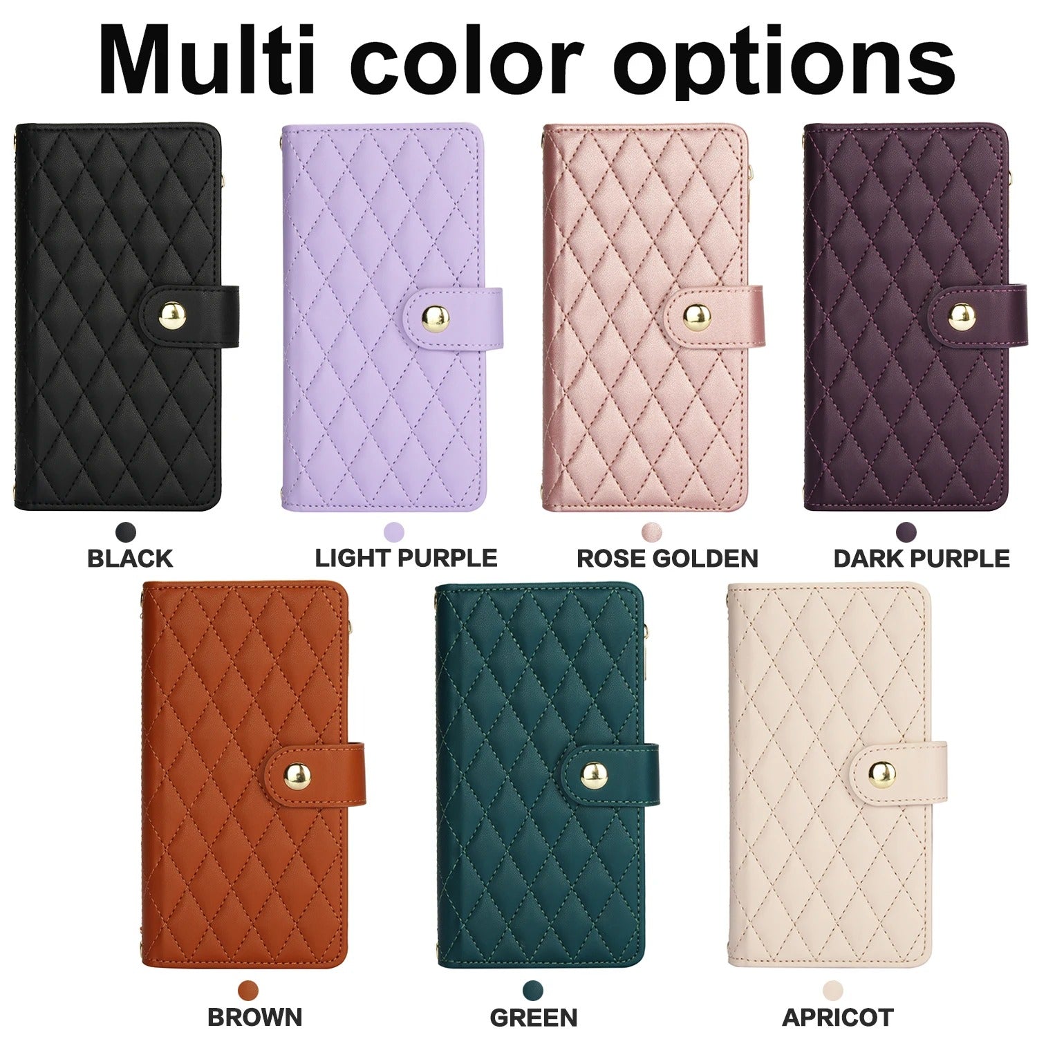 Luxury iPhone Case — Multi-Karal Chain Zipper Wallet Flip Cover with 6-Card Slots, Shockproof, Magnetic, Anti-Scratch, Leather Wallet Case
