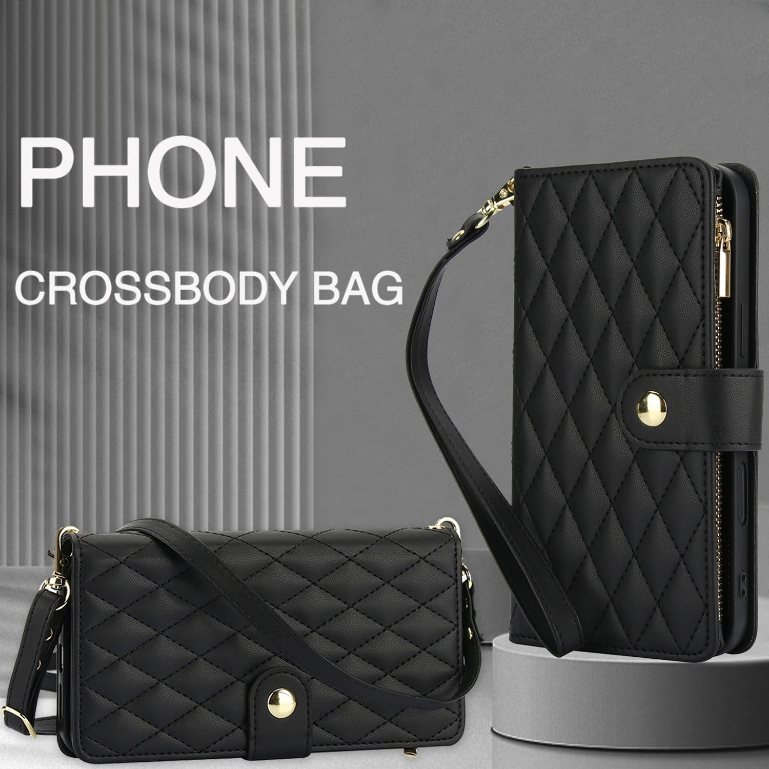 Luxury iPhone Case — Multi-Karal Chain Zipper Wallet Flip Cover with 6-Card Slots, Shockproof, Magnetic, Anti-Scratch, Leather Wallet Case