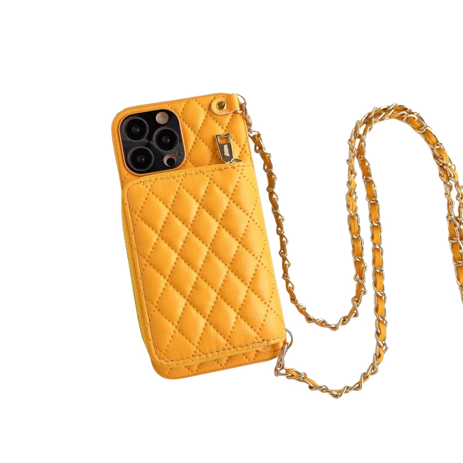 Luxury iPhone Case — PU Leather Crossbody Cover with Zipper Wallet, Card Slot Holder, Chain Strap and Shockproof Anti-Fingerprint Design