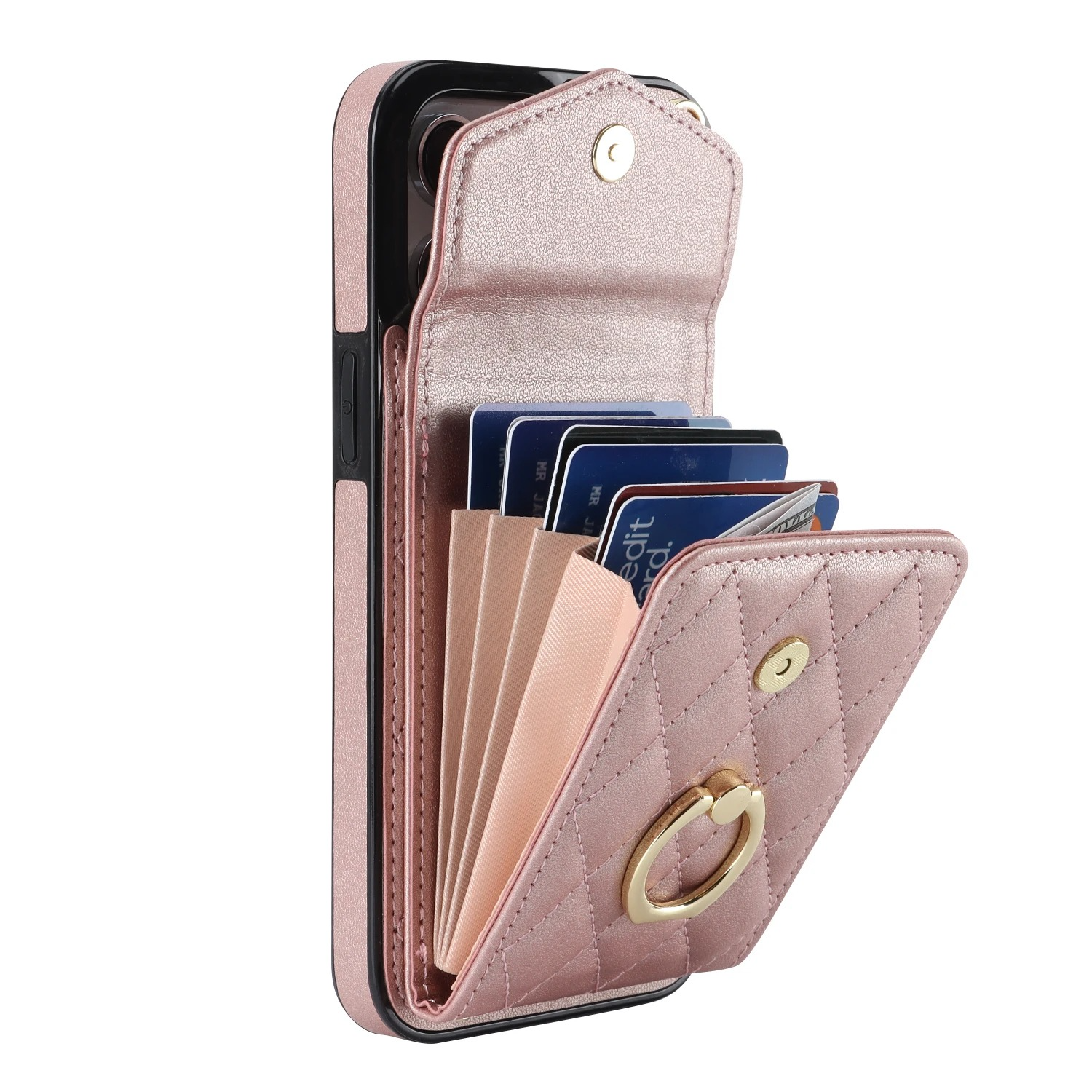 Luxury iPhone Case — PU Leather Crossbody Wallet Cover with Multi Card Slots, Ring Holder Lanyard, Magnetic Closure and Shockproof Anti-Fingerprint Protection