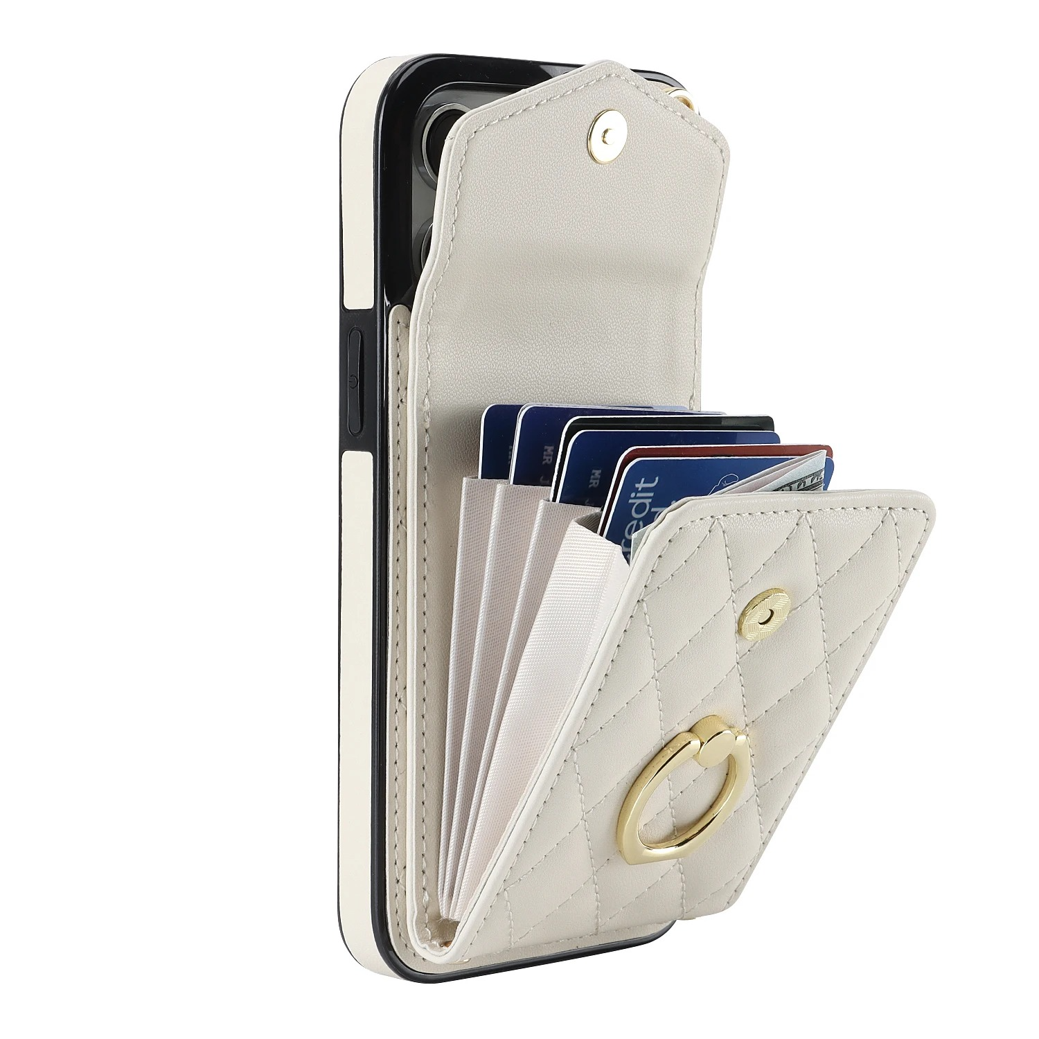 Luxury iPhone Case — PU Leather Crossbody Wallet Cover with Multi Card Slots, Ring Holder Lanyard, Magnetic Closure and Shockproof Anti-Fingerprint Protection