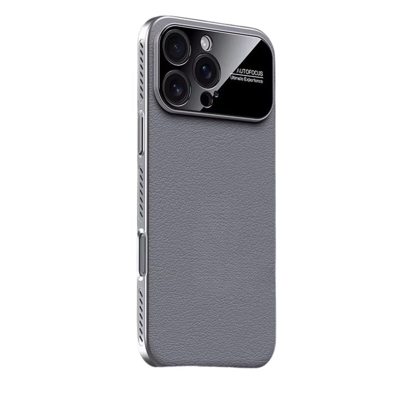 Luxury iPhone Case — Plain Leather Magnetic Cover with Heat-Dissipation Side Vents, Anti-Fingerprint Anti-Scratch Finish & Slim Half-Wrapped Design