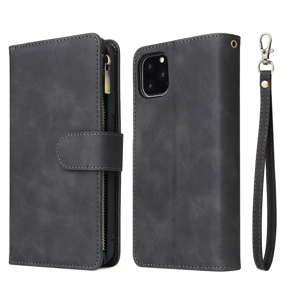 Luxury iPhone Case — Premium Leather Wallet with Zipper, Magnetic Flip, Card Slots, Shockproof & Non-Slip Design