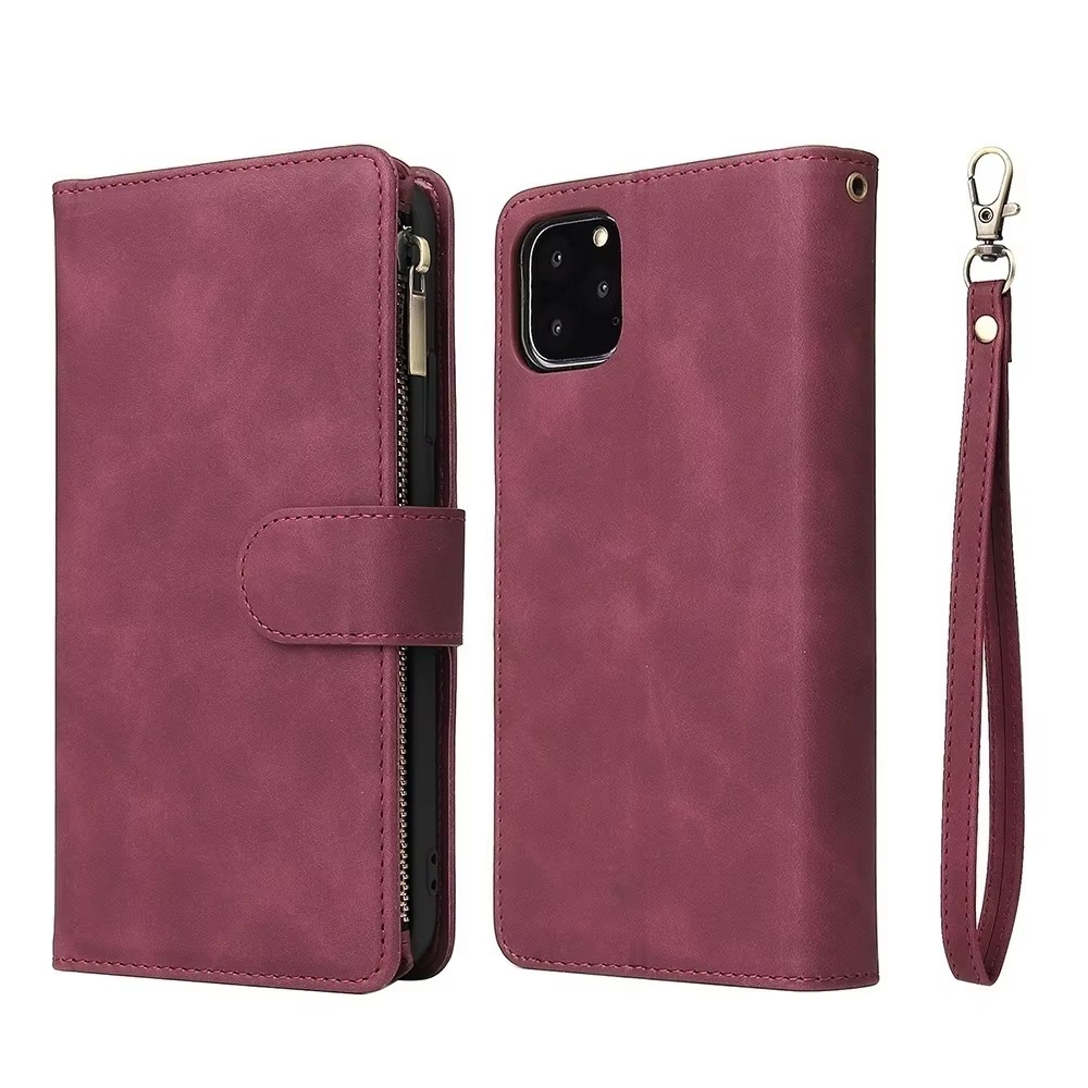 Luxury iPhone Case — Premium Leather Wallet with Zipper, Magnetic Flip, Card Slots, Shockproof & Non-Slip Design