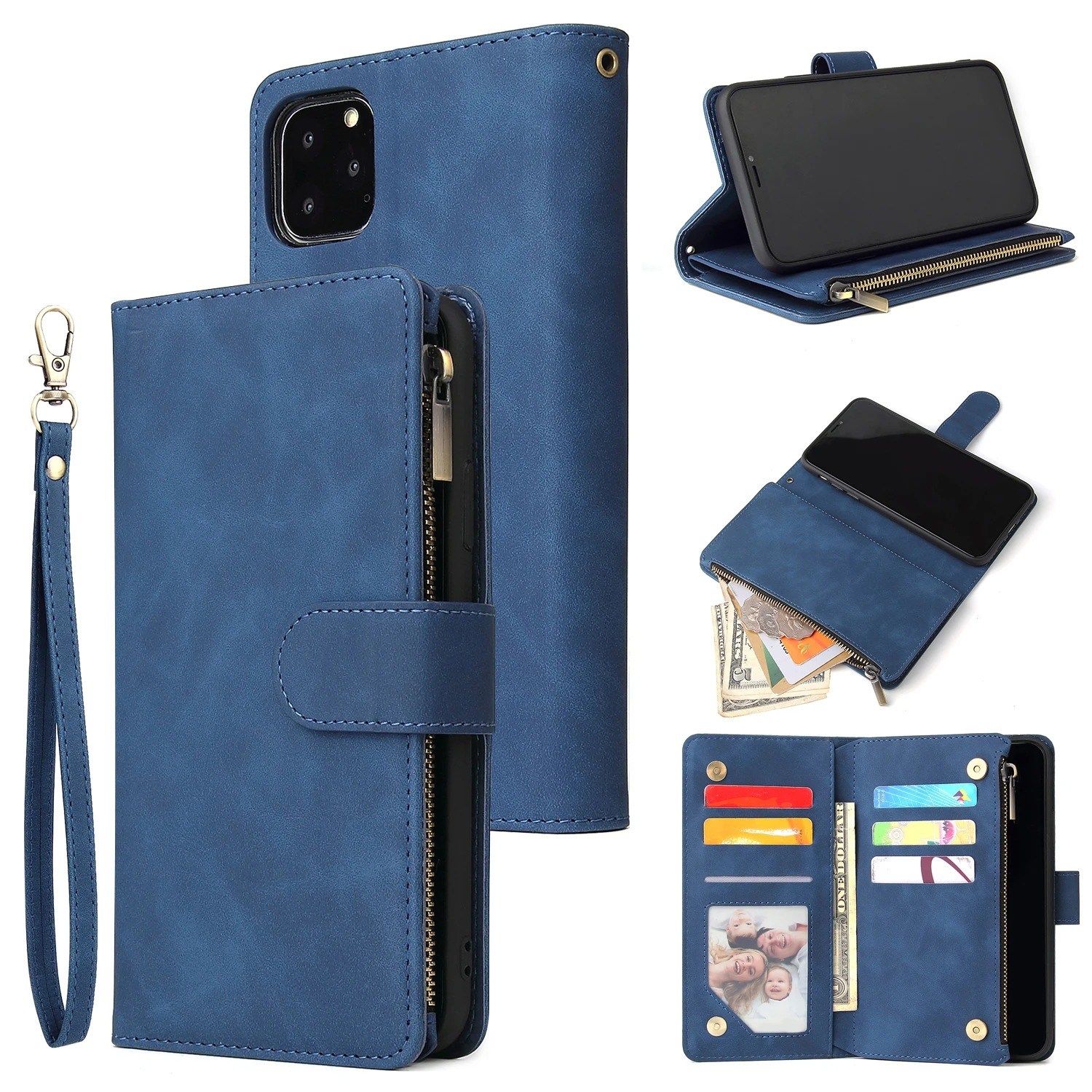 Luxury iPhone Case — Premium Leather Wallet with Zipper, Magnetic Flip, Card Slots, Shockproof & Non-Slip Design