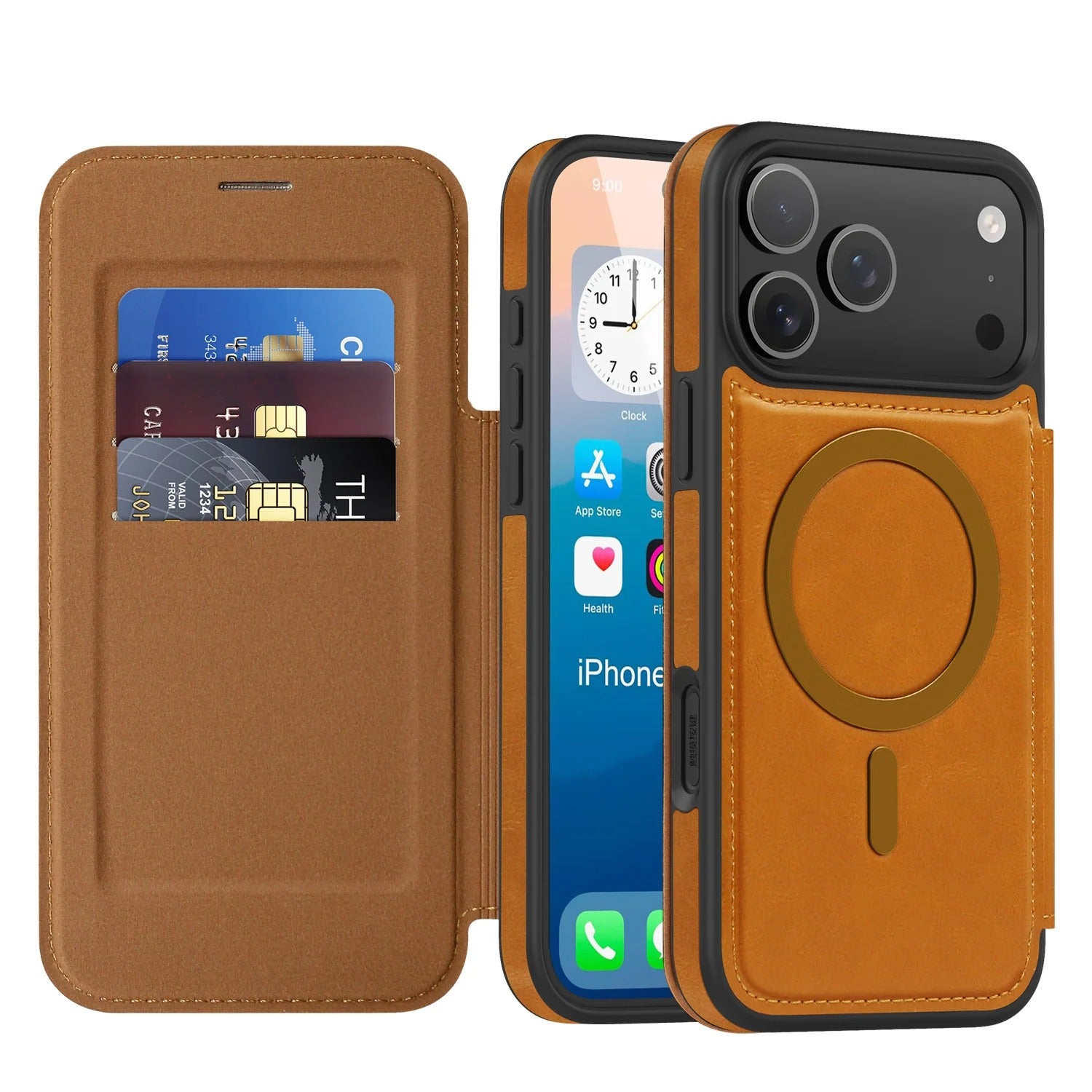 Luxury iPhone Case — Retro Business Flip Leather Cover with Magnetic Charging Support and Card Holder Wallet Design