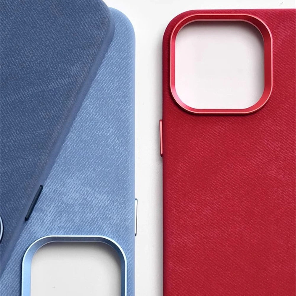 Luxury iPhone Case — Retro Flannel Magnetic Microfiber Cover with Matte Finish, Half-Wrapped Protection & MagSafe Wireless Charging Compatibility