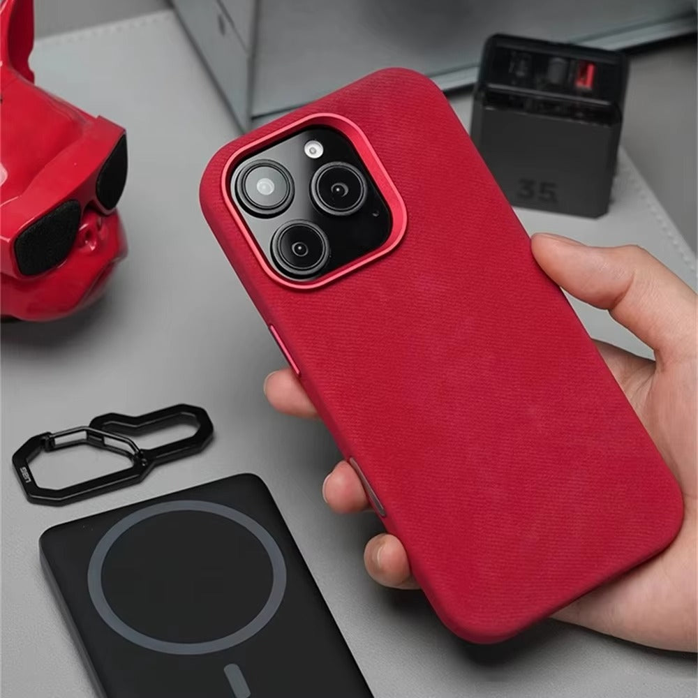 Luxury iPhone Case — Retro Flannel Magnetic Microfiber Cover with Matte Finish, Half-Wrapped Protection & MagSafe Wireless Charging Compatibility