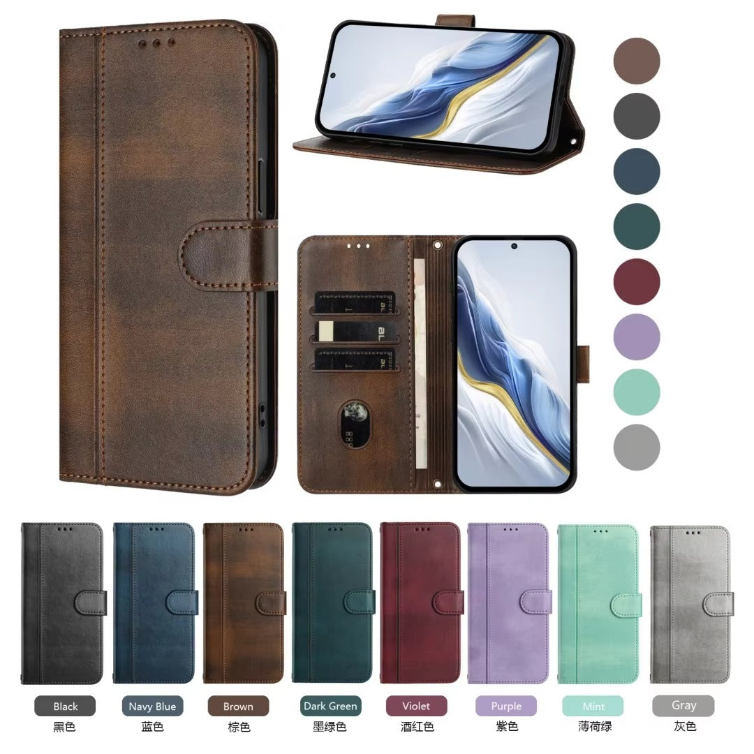 Luxury iPhone Case — Retro Leather Flip Wallet with Card Slots, Magnetic, Shockproof, Dustproof, Soft Non-Slip Cover with Stand