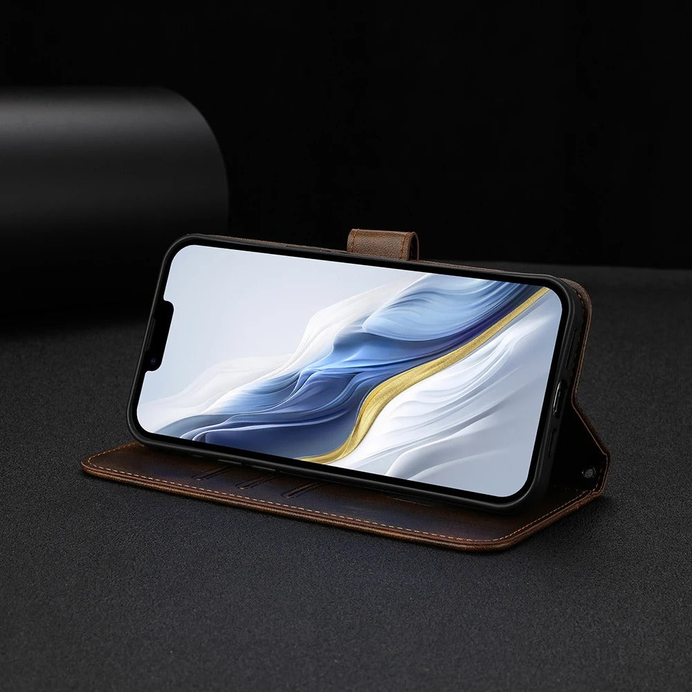 Luxury iPhone Case — Retro Leather Flip Wallet with Card Slots, Magnetic, Shockproof, Dustproof, Soft Non-Slip Cover with Stand