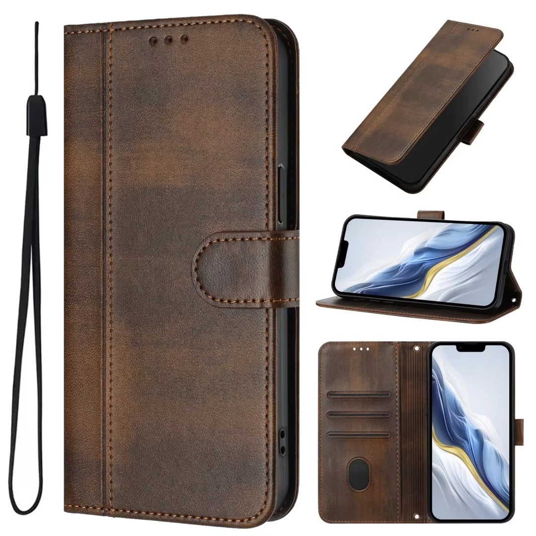 Luxury iPhone Case — Retro Leather Flip Wallet with Card Slots, Magnetic, Shockproof, Dustproof, Soft Non-Slip Cover with Stand