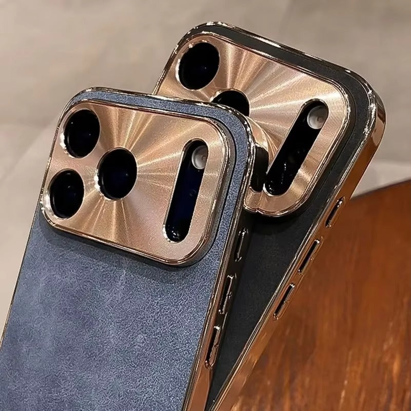 Luxury iPhone Case — Sheepskin-Texture Plating Bumper Cover with Shockproof PC Armor Design, Anti-Fingerprint Lightweight Non-Slip Protection