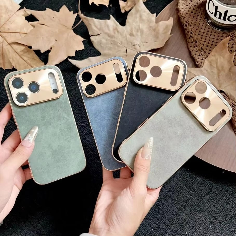 Luxury iPhone Case — Sheepskin-Texture Plating Bumper Cover with Shockproof PC Armor Design, Anti-Fingerprint Lightweight Non-Slip Protection