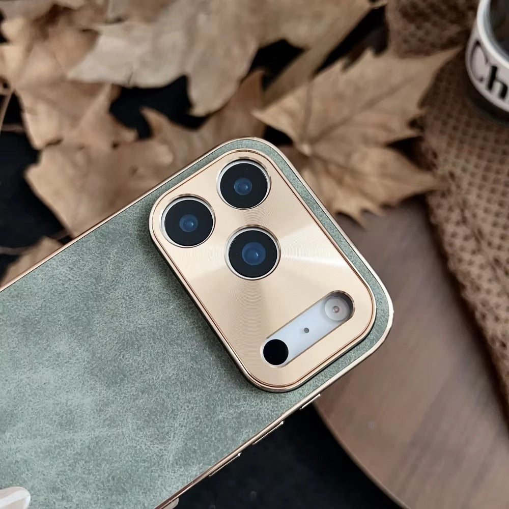 Luxury iPhone Case — Sheepskin-Texture Plating Bumper Cover with Shockproof PC Armor Design, Anti-Fingerprint Lightweight Non-Slip Protection