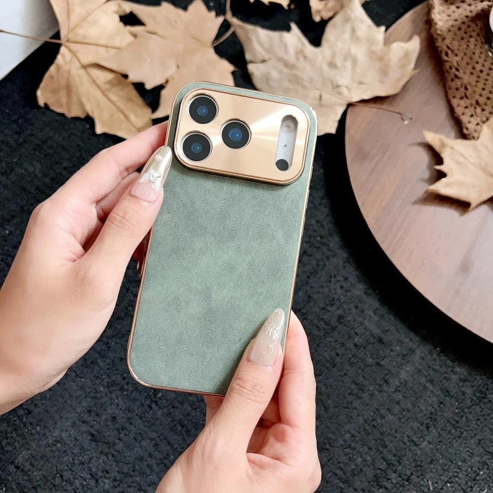 Luxury iPhone Case — Sheepskin-Texture Plating Bumper Cover with Shockproof PC Armor Design, Anti-Fingerprint Lightweight Non-Slip Protection
