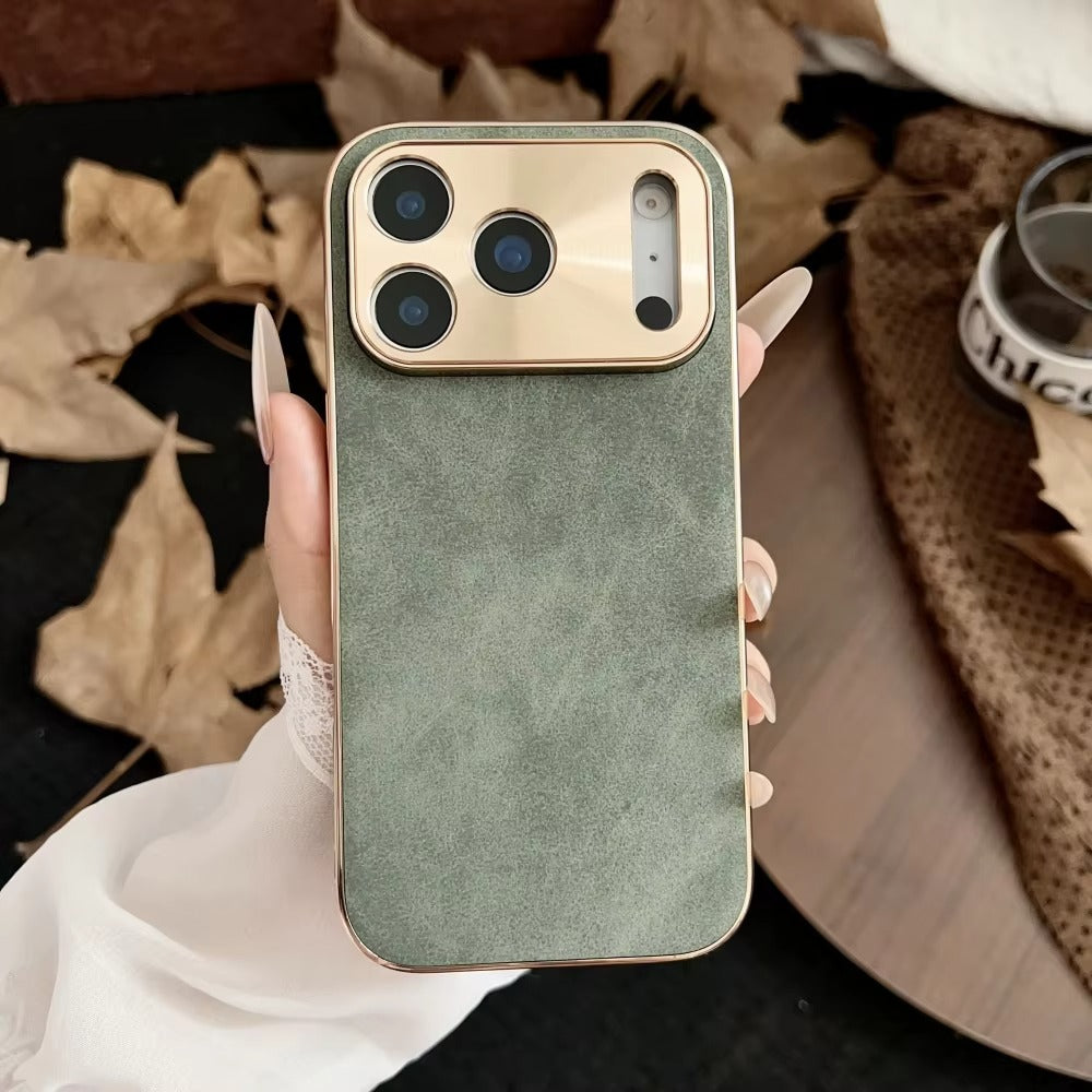 Luxury iPhone Case — Sheepskin-Texture Plating Bumper Cover with Shockproof PC Armor Design, Anti-Fingerprint Lightweight Non-Slip Protection