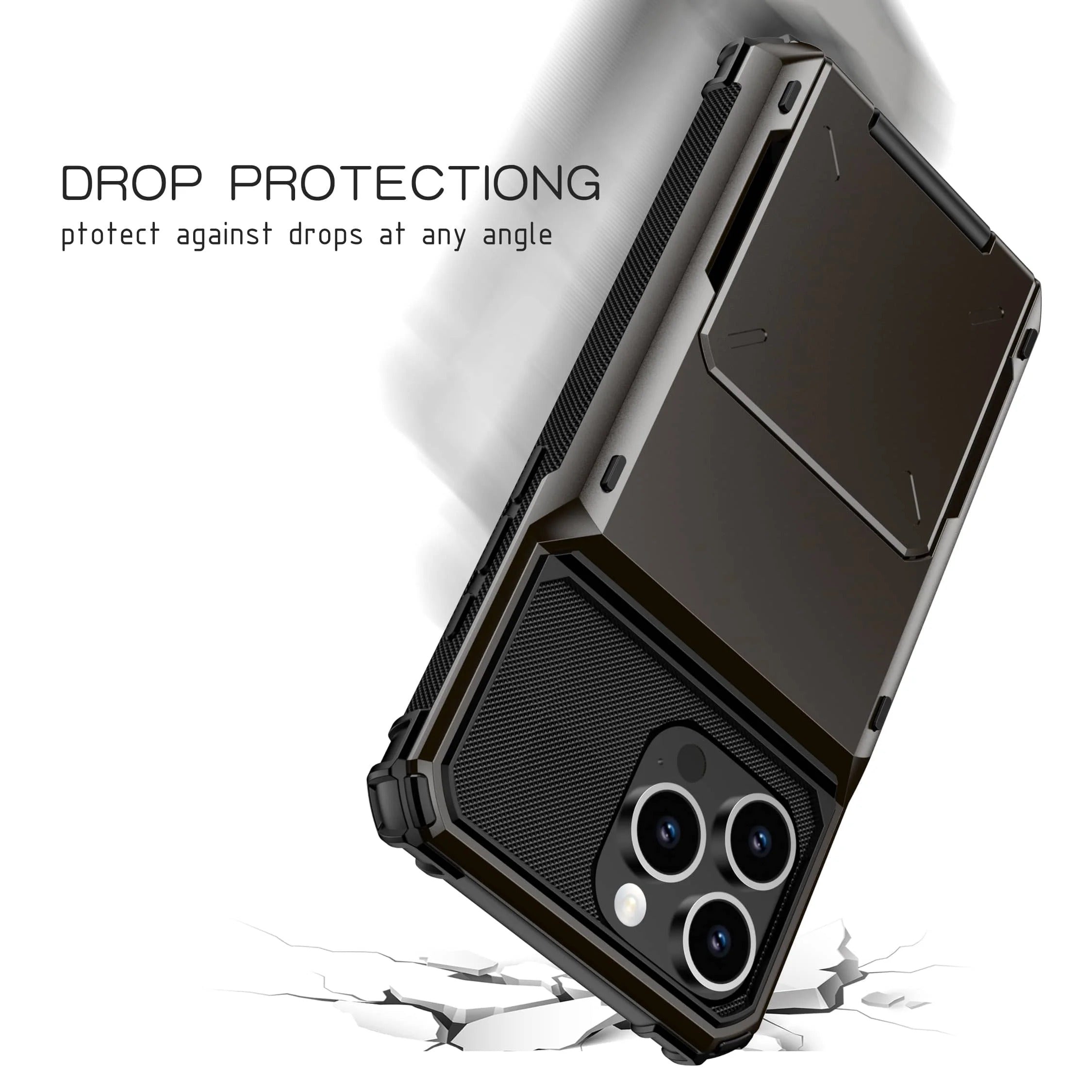 Luxury iPhone Case — Shockproof Slide Armor Wallet Cover with Card Slots, Dual-Layer Protection & Non-Slip Business Design