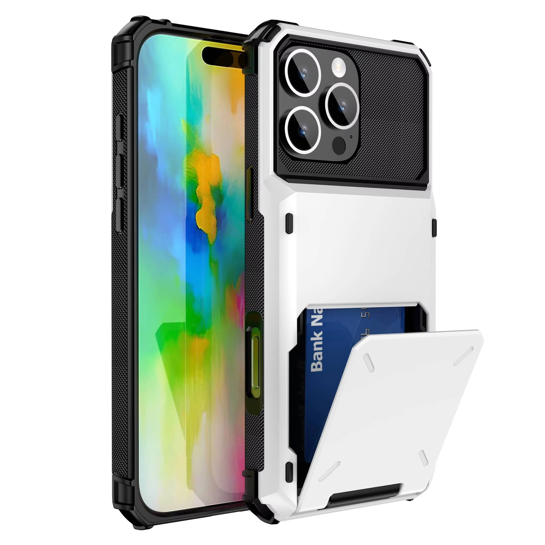 Luxury iPhone Case — Shockproof Slide Armor Wallet Cover with Card Slots, Dual-Layer Protection & Non-Slip Business Design