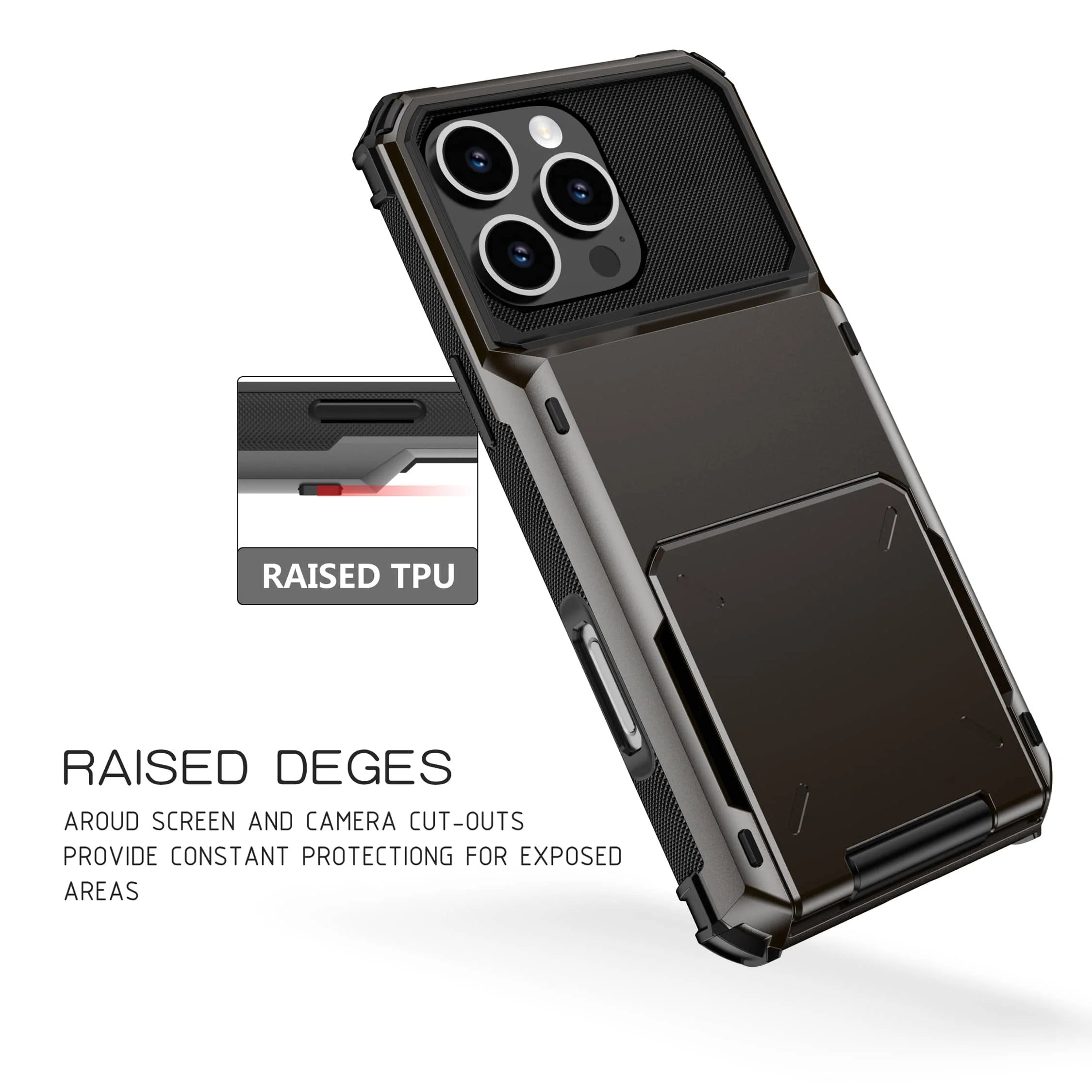 Luxury iPhone Case — Shockproof Slide Armor Wallet Cover with Card Slots, Dual-Layer Protection & Non-Slip Business Design